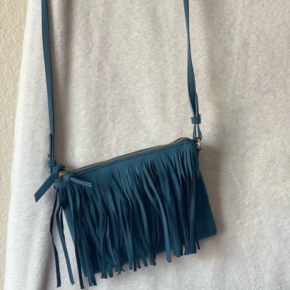 Old Navy Turquoise (dark) Fringe Handbag - Picture 5 of 5